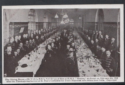 Military Postcard - Naval - The Dining Room - Sailors of H.M.S "Medina", 1912 - Mo’s Postcards 