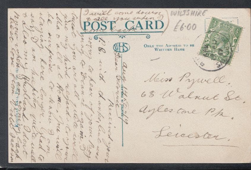 Wiltshire Postcard - Manor House, Bulford, 1917 - Mo’s Postcards 