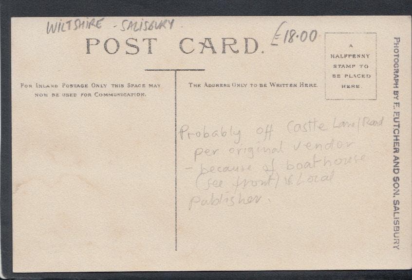 Wiltshire Postcard - Salisbury? - Possibly off Castle Lane / Road - Mo’s Postcards 