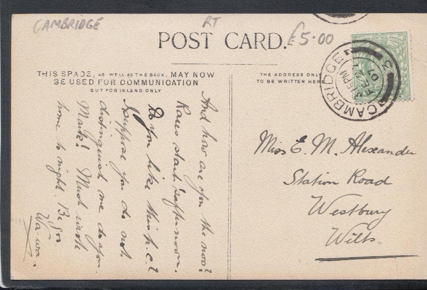 Sports Postcard - Cambridge Rowing Crew, 1907 - Mo’s Postcards 