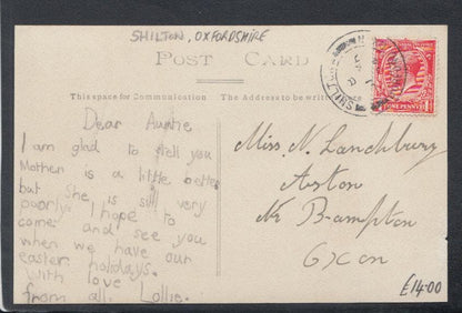 Oxfordshire Postcard - The Rose & Crown Pub, Shilton Village, 1924 - Mo’s Postcards 