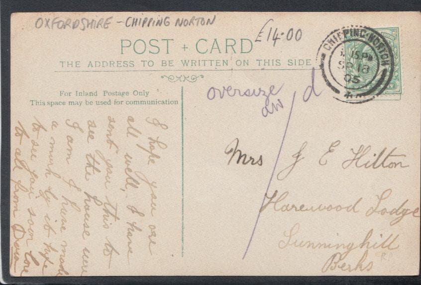 Oxfordshire Postcard - The Leys, Chipping Norton, 1905 - Mo’s Postcards 