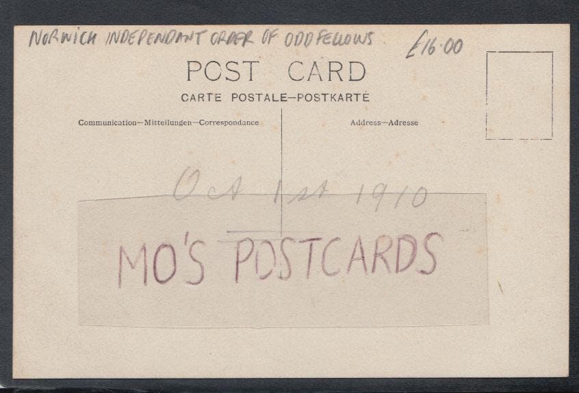 Norfolk Postcard - Independent Order of Oddfellows, Norfolk and Norwich, 1910 - Mo’s Postcards 