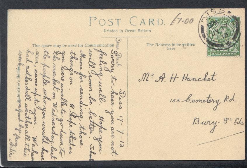 Norfolk Postcard - Mount Street, Diss, 1913 - Mo’s Postcards 