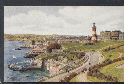 Devon Postcard - Plymouth From The Citadel - Artist A.R.Quinton - Mo’s Postcards 