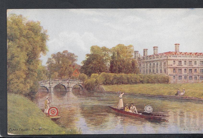 Cambridgeshire Postcard - Clare College, Cambridge - Artist A.R.Quinton, 1928 - Mo’s Postcards 