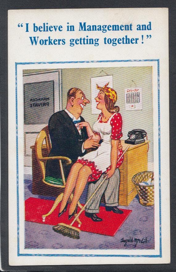 Comic Postcard - Risque / Management / Workers / Boss / Office / Cleaner / Lady - Donald McGill - Mo’s Postcards 