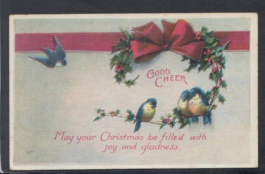 Greetings Postcard - Good Cheer - May Your Christmas Be Filled With Joy and Gladness - Mo’s Postcards 