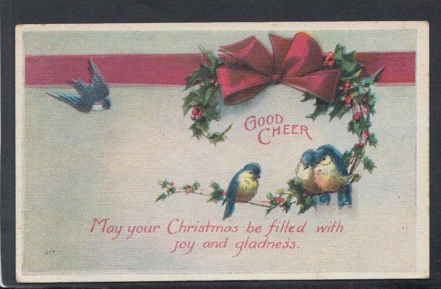 Greetings Postcard - Good Cheer - May Your Christmas Be Filled With Joy and Gladness - Mo’s Postcards 