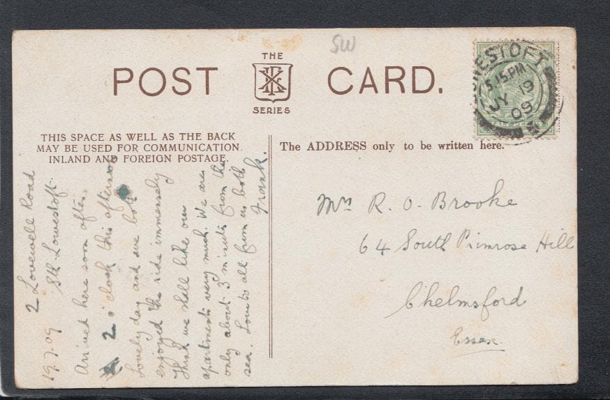 Suffolk Postcard - The Sparrow's Nest, Lowestoft, 1909 - Mo’s Postcards 