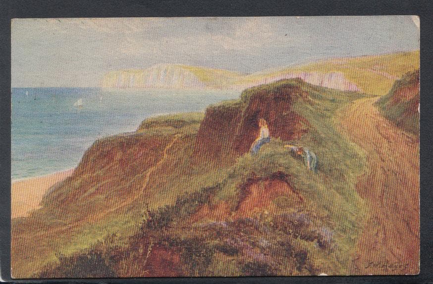 Art Postcard - Artist View Showing British Coastal Headland -"Oilart" Series - Mo’s Postcards 
