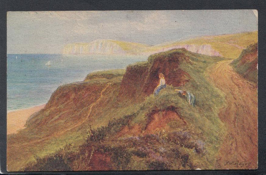 Art Postcard - Artist View Showing British Coastal Headland -"Oilart" Series - Mo’s Postcards 