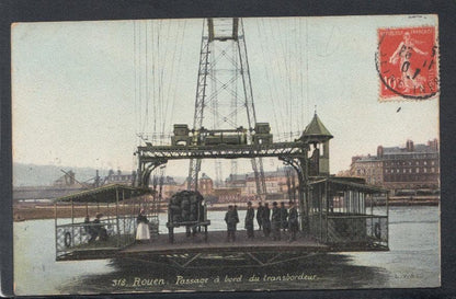 France Postcard - Rouen - Passage a Bord Du Transbordeur, 1907 - Mo’s Postcards 