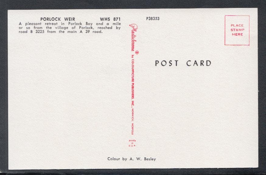 Somerset Postcard - Porlock Weir - Mo’s Postcards 