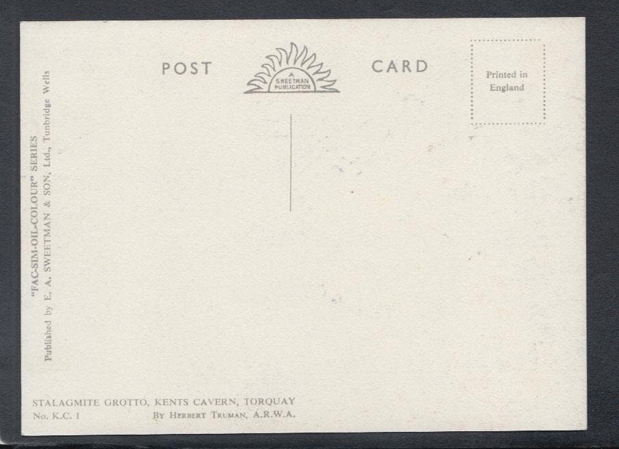 Devon Postcard - Stalagmite Grotto, Kents Cavern, Torquay - Mo’s Postcards 