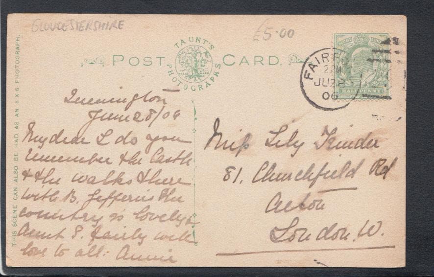 Gloucestershire Postcard - North Front, Hatherop Castle, 1906 - Mo’s Postcards 