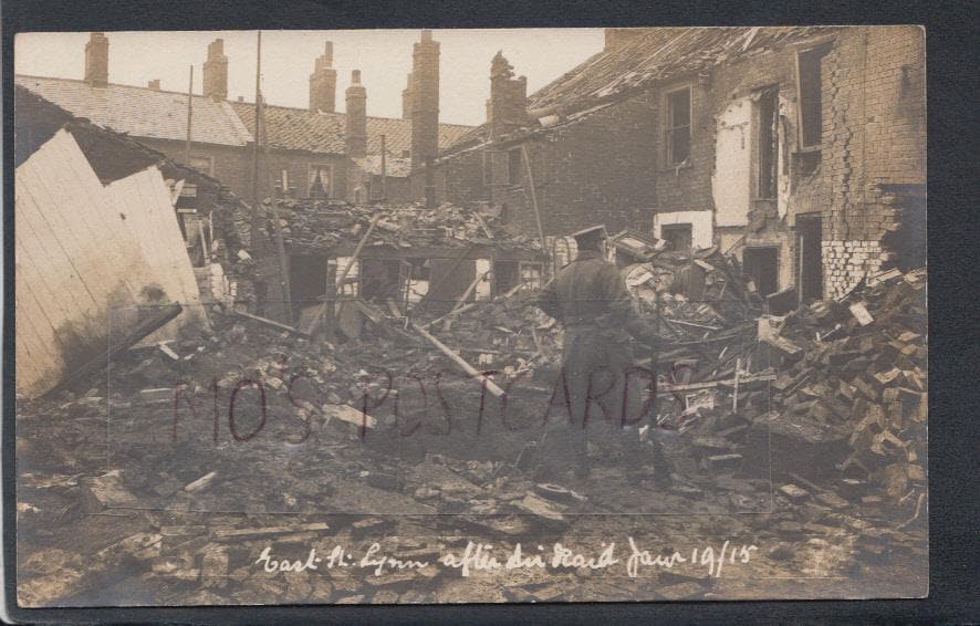 Norfolk Postcard - East Street, King's Lynn After Air Raid, January 19th 1915 