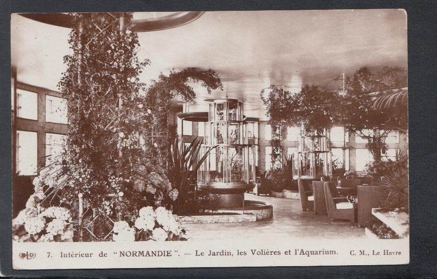 France Postcard - Interieur De "Normandie" - Le Jardin, Les Volieres et L'Aquarium - Mo’s Postcards 