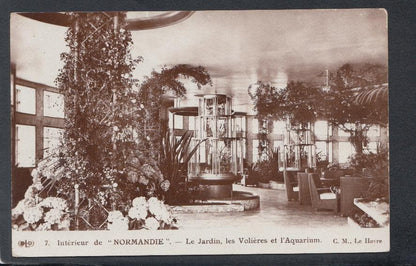 France Postcard - Interieur De "Normandie" - Le Jardin, Les Volieres et L'Aquarium - Mo’s Postcards 