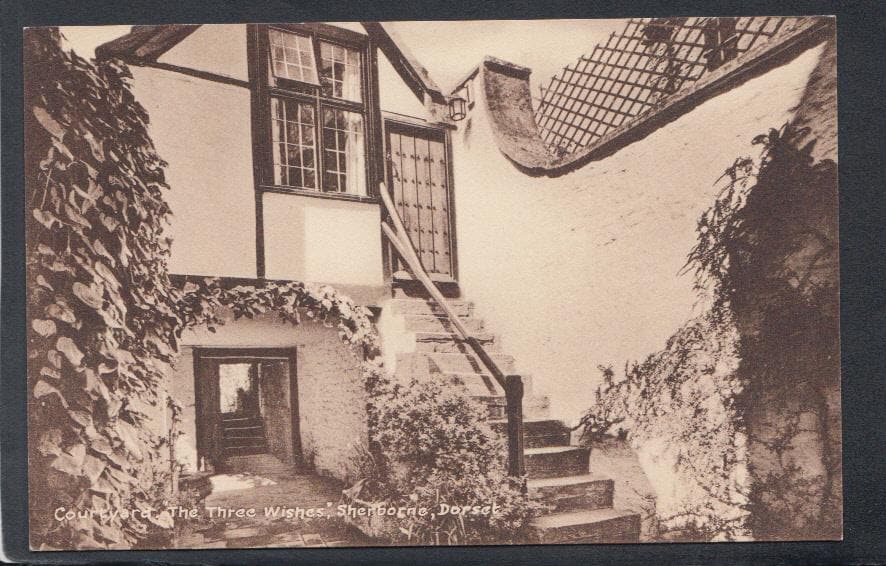 Dorset Postcard - Courtyard, "The Three Wishes", Sherborne - Mo’s Postcards 