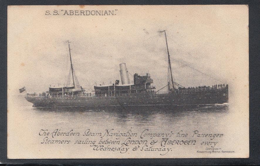 Shipping Postcard - S.S."Aberdonian" Passenger Steamer - Aberdeen Steam Navigation Co - Mo’s Postcards 