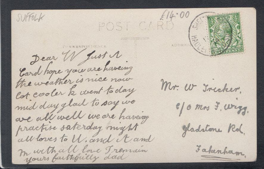 Suffolk Postcard - Raydon Village, 1914 - Mo’s Postcards 