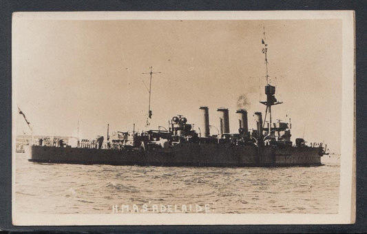 Military Postcard - Navy - Australian Troopship - H.M.A.S. "Adelaide" - Mo’s Postcards 
