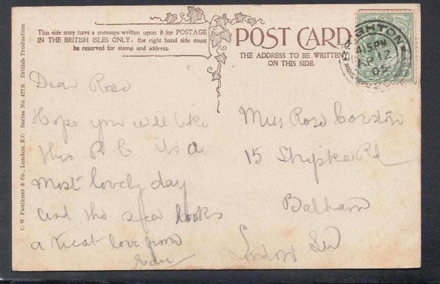 Sussex Postcard - A Rough Sea Off Kemp Town, Brighton, 1905 - Mo’s Postcards 