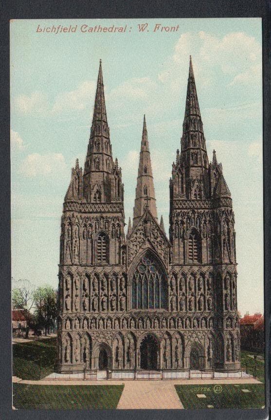 Staffordshire Postcard - Lichfield Cathedral: West Front - Mo’s Postcards 