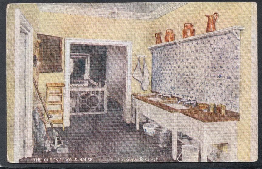 Royalty Postcard - The Queen's Dolls House - Housemaid's Closet - Mo’s Postcards 