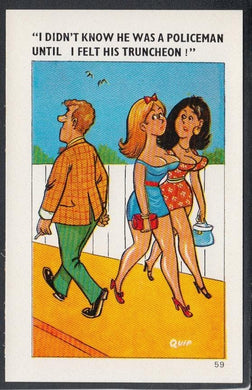 Comic Postcard - Risque / Policeman / Ladies / Truncheon - Quip - Mo’s Postcards 