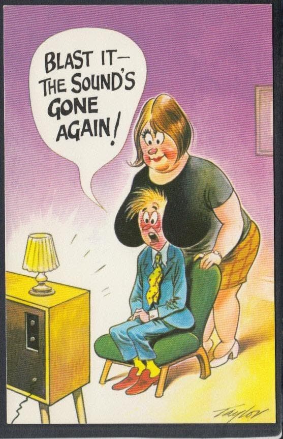 Comic Postcard - Risque / Breasts / Television / Hearing - Taylor - Mo’s Postcards 