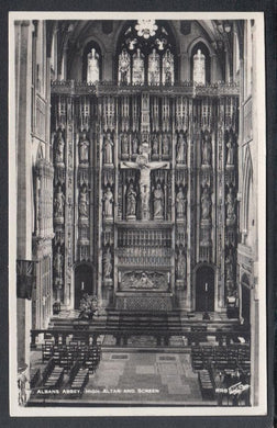 Hertfordshire Postcard - High Altar and Screen, St Albans Abbey - Mo’s Postcards 