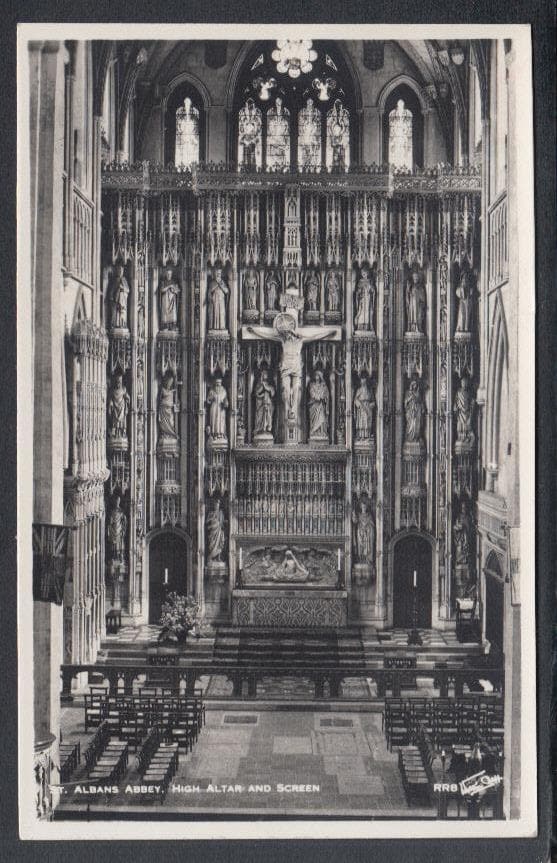 Hertfordshire Postcard - High Altar and Screen, St Albans Abbey - Mo’s Postcards 