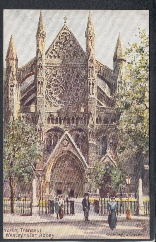 London Postcard - North Transept, Westminster Abbey - Charles.E.Flower - Mo’s Postcards 