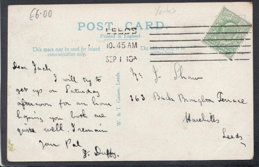 Yorkshire Postcard - Charlie Cake Park, Armley, Leeds, 1910 - Mo’s Postcards 