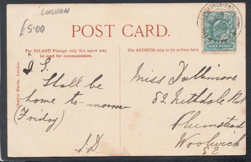 London Postcard - Adam and Eve Inn, Mill Hill, 1904 - Mo’s Postcards 