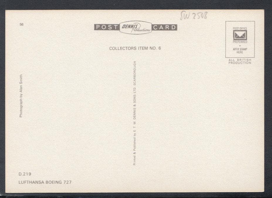 Aviation Postcard - Lufthansa Boeing 727 Aeroplane - Mo’s Postcards 