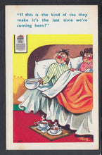 Load image into Gallery viewer, Comic Postcard - Couple / Bed / B &amp; B / Drink / Tea / Bed Pan - Trow - Mo’s Postcards 

