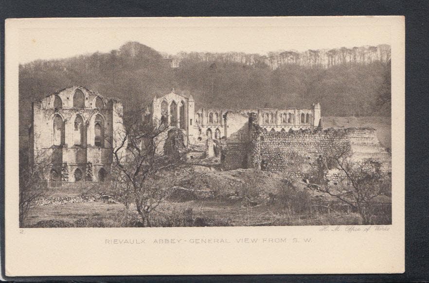 Yorkshire Postcard - Rievaulx Abbey - General View From South West - Mo’s Postcards 