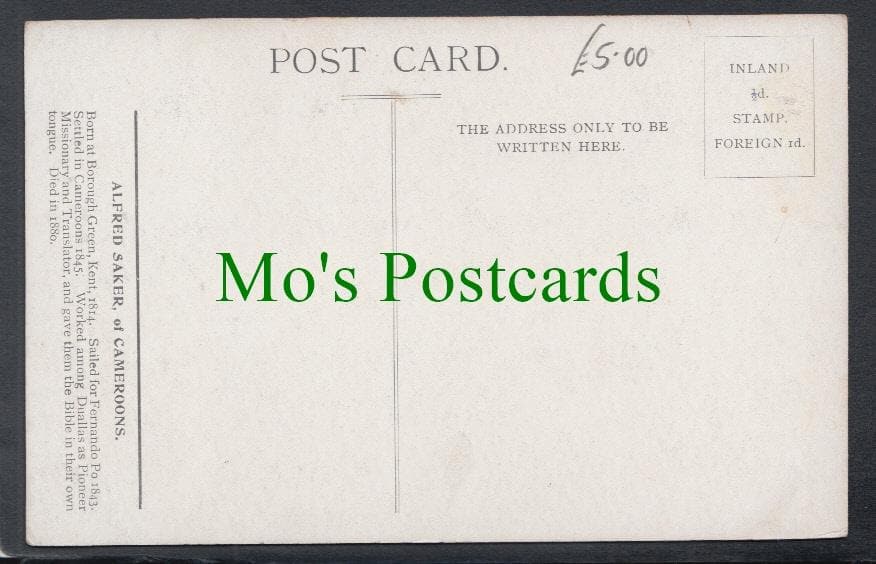 Religion Postcard - Alfred Saker of Cameroons