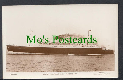 Shipping Postcard - British Railways S.S."Amsterdam"