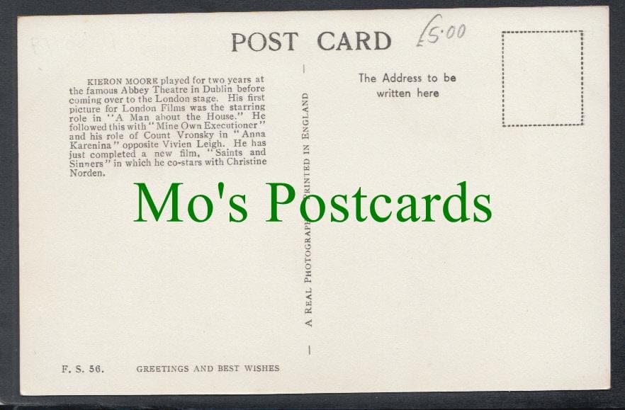 Actor Postcard - Film Star Kieron Moore