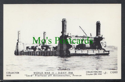 Military Postcard - "Spud" Pierhead off Arromanches