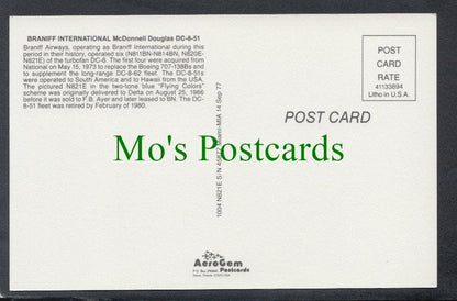 Aviation Postcard - Braniff International McDonnell Douglas Aeroplane