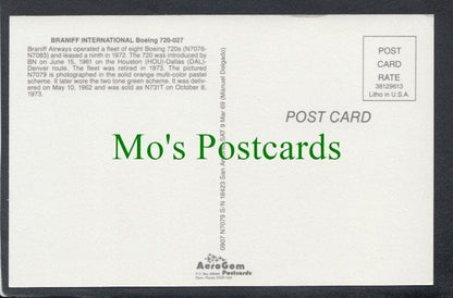 Aviation Postcard - Braniff International Boeing Aeroplane