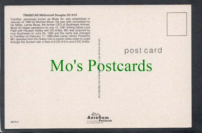 Aviation Postcard - Transtar McDonnell Douglas Aeroplane