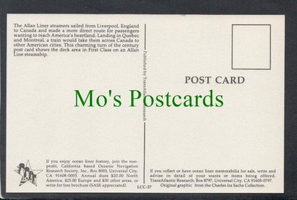 Shipping Postcard - Allan Line to Canada
