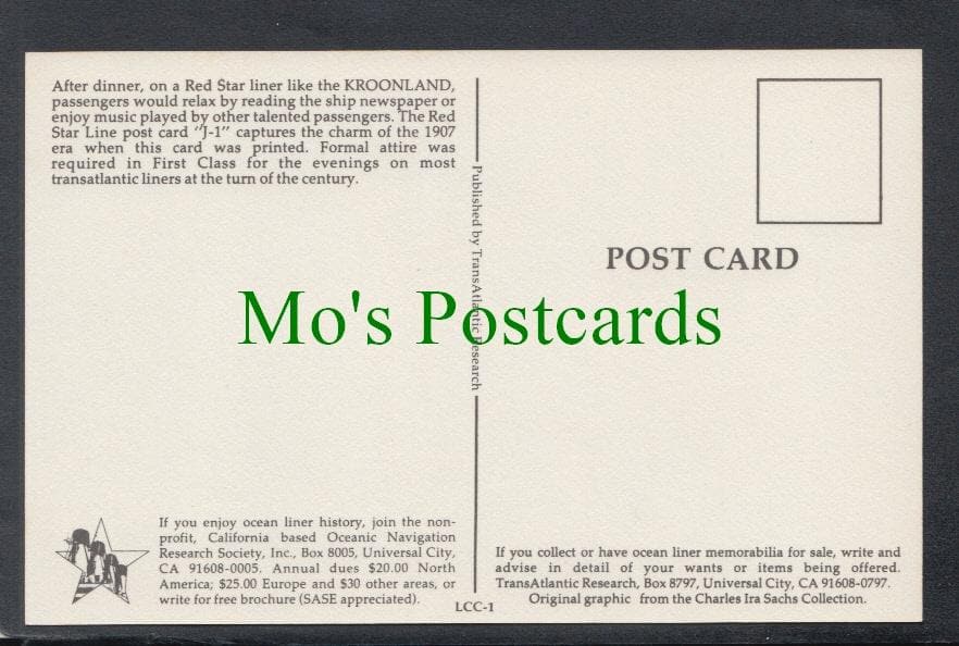Shipping Postcard - Red Star Line, Kroonland