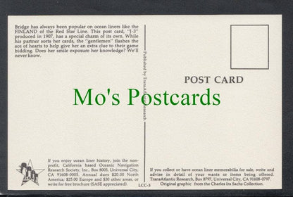 Shipping Postcard - Red Star Line, Game of Bridge